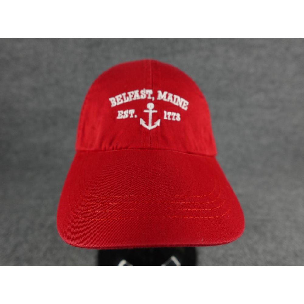 Red Belfast Maine Est 1773 Anchor Baseball Cap Hat Adult Unisex Adjustable
